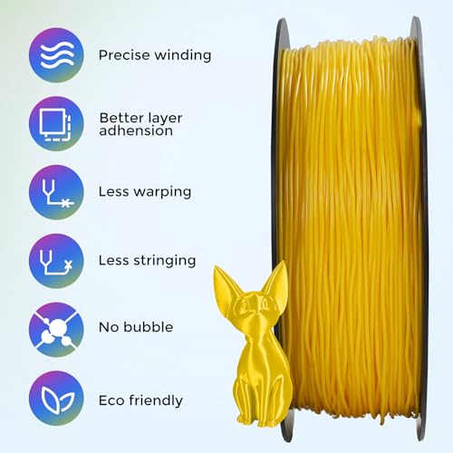 Image of Comgrow TPU Filament 1.75, Flexible 3D Printer Filament, 95A Soft fit Most 3D Printers Dimensional Accuracy + /- 0.02mm TPU Yellow 1kg (2.2lbs)