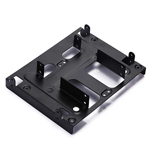 Cinolink 5.25 to 3.5 Drive Bay Adapter HDD SSD Mounting Bracket 5.25 inch to 2.5 or 3.5 Inch Internal Hard Disk Drive Mounting Kit with Screws and Shock Absorption Rubber Washer- Black