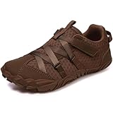 UBFEN Kids Barefoot Shoes Zero Drop Minimalist Sneakers Boys Girls - Lightweight Wide Toe Box Running School Shoes with Hook Loop Brown 3.5 Big Kid