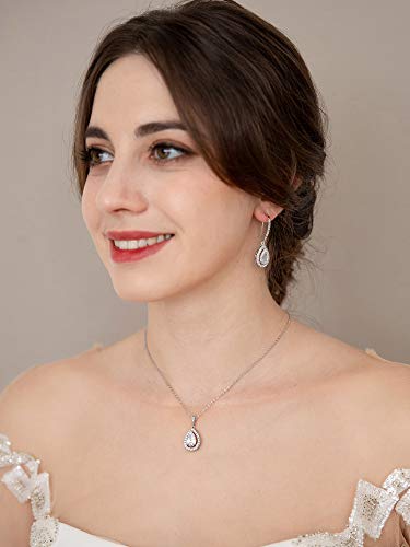 Sweetv Crystal Teardrop Wedding Jewelry Sets For Brides Birdesmaids, Rhinestone Cubic Zirconia Bridal Necklace And Earrings Jewelry Sets For Women, Prom Costume Jewelry Bridesmaid Gifts #TOP2