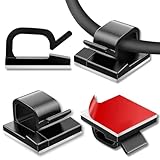 100 Pcs Cable Clips, Adhesive Cable Organizer Cord Holder Wire Clip Wire Management Self Adhesive Hooks Wire Holder for Office, Home (Black)