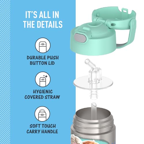 THERMOS FUNTAINER Garrafa de água com canudo - 340 g, Frozen 2 - Garrafa de água infantil isolada a