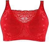 Sujetador De Mastectomía De Algodón Bandeau para Mujer Cuidado Postquirúrgico Bralettes Top De Tubo con Bolsillos para Prótesis Ropa Interior Deportiva De Enfermería, Red, 44C