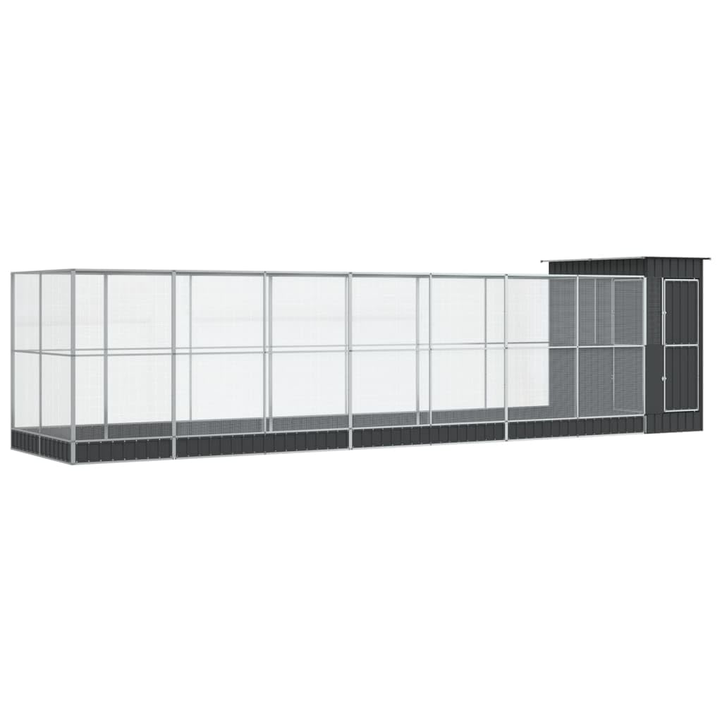 Woliera Dla Ptaków Z Nadstawką, Srebrna, 830x203x216 cm, Stal Ocynkowana