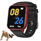 PEIKVOUL 4G Senioren Smartwatch mit SOS-Knopf, Sturzerkennung, GPS-Tracker Uhr, Zwei-Wege-Anruf, IP67 Wasserdicht, 1.83'' Großes Display, Nano-SIM Sicherheitsuhr für ältere Menschen,Rot