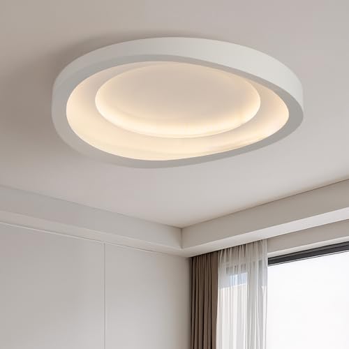 HTsilphelene Moderne Deckenleuchte, Dimmbare 3000K-6500K Deckenlampe Schlafzimmer, Minimalistische Kreativitätsform Lampe Deckenlampe für Wohnzimmer Schlafzimmer Küche Flur (D, 40CM)