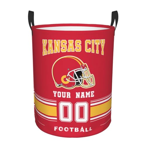 Kansas City Custom Laundry Hamper Personalized Name Number Collapsible Storage Basket with Handle Large Capacity Waterproof Hamper for Bedroom Bathroom Living Room