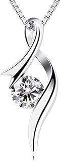 B.Catcher Necklaces 925 Sterling Silver Pendant Necklaces Cubic Zirconia Twist Heart Jewellery
