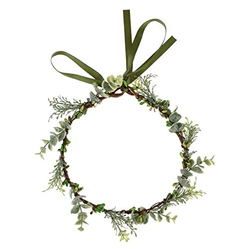 image for Vividsun Bridal Green Leaf flower Crown Eucalyptus Floral Headband Wed