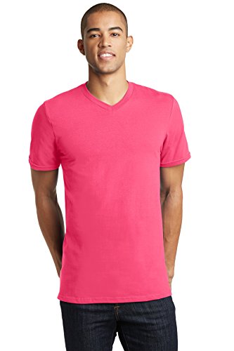 DISCONTINUED District - Young Mens The Concert Tee V-Neck DT5500 4XL Neon Pink