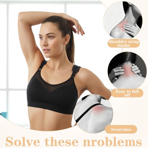 6 Pairs Silicone Bra Strap Cushions, Anti Slip Shoulder Pads for Women Bra Strap Holders Pads for Slipping Soft Shoulders Protectors to Ease Shoulder Discomfort (Black,White,Skin Color)