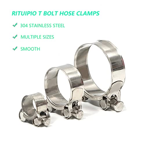26Mm-28Mm T Bolt Hose Clamps 304 Stainless Steel Turbo Intake Clamp Heavy Duty Tube Clamp Range 1.02"-1.10" (4Pcs) #TOP5