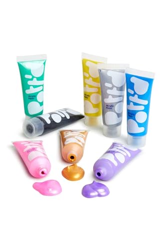 Pott'd Pitture Acriliche Per Ceramica Premium, Set Di Vernici, Kit Per La Pittura Su Ceramica Per Argilla Essiccata All'aria - Colori Metallizzate - 3