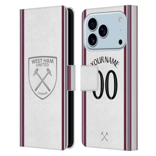 Cadeau personnalisé West Ham étui portefeuille cuir pour iPhone 17 Pro maillot Away 2023/24