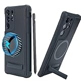 MSOTES for Samsung Galaxy S21 Ultra Case with S Pen Holder (Replacement Pen Included), Compatible with MagSafe, Versatile Metal Kickstand, Military Grade Protection Case with Stylus Slot (Case&Pen)