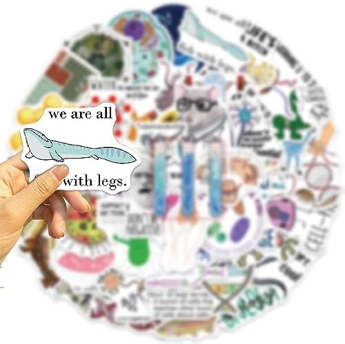 Cartoon Creature Stickers 100 Pcs Waterproof Funny Laboratory Science Stickers for Laptop Water Bottle Luggage Skateboard Car Computer Bumper Helmet,Vinyl Physics Biology Stickers for Teens Adults