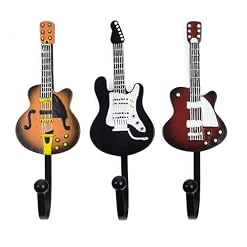 KUNGYO Vintage Guitar Shaped Decorative Hooks Rack Hangers for Hanging Clothes Coats Towels Keys Hats Metal Resin Hooks Wall Mounted Heavy Duty (3-Pack) (Guitar Hook-B) - Les Beatles, Paul McCartney, John Lennon, RIngo Starr, George Harrison