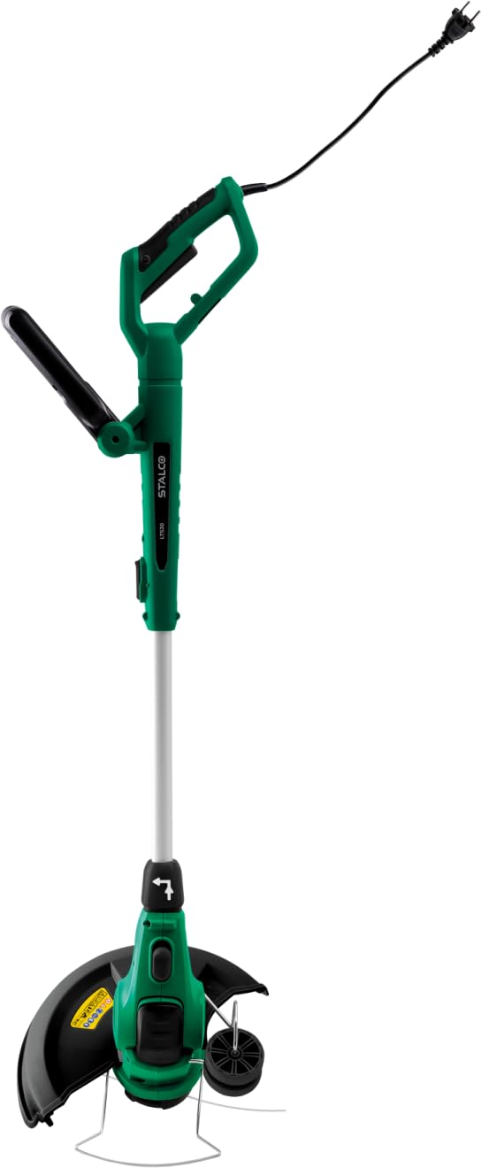 STALCO Elektryczna podkaszarka do trawy LTS30 600 W, szerokość cięcia 30 cm, obrotowa głowica trymera o 90°, koło prowadzące, teleskopowy uchwyt, regulowany uchwyt, podkaszarka do nici 1,6 mm