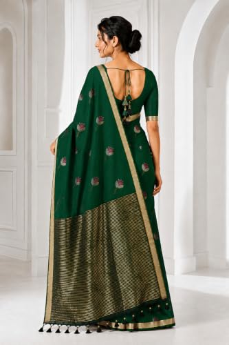Image of Women's Kosa Linen Floral Motif Design with Unstitched Blouse Piece