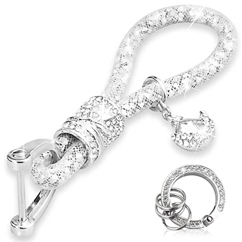 Miytsya 1 Pc B-Ling Crystal Car Keychain, Keychain Accessories With B-Ling Rhinestones, Car Key Chains Glitter Key Ring For Women (Silver) #TOP24