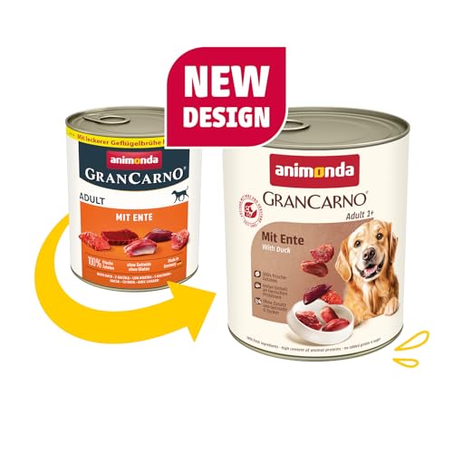 animonda GranCarno Hunde Nassfutter Kräftige Variation II (6 x 800 g), getreidefreies Hundenassfutter ohne Zucker, für ausgewachsene Hunde, mit frischen fleischigen Zutaten