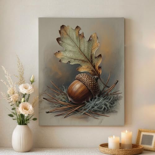Lienzo de bellota decorativo y cuadro rústico de naturaleza para cocina y salón
