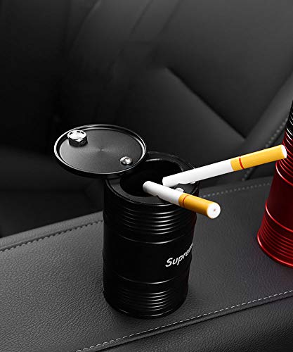 Ashtray Car Ashtray Light Rotating Cover Cigarette Ash Tray Container Smoke Ash Cylinder Smoke Cup Holder Storage Auto Accessories/Black 5 #TOP5