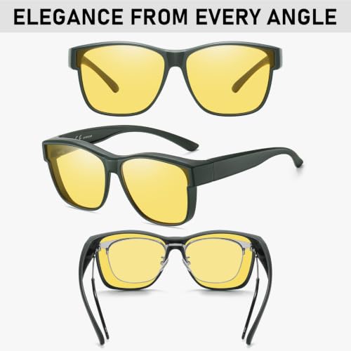 Image of GEGURI Night Vision Glasses, Night Driving Fit Over Glasses Polarized Anti-Glare for Men & Women Yellow Lens