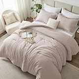 CozyLux Queen Comforter Set - 3 Pieces Warm Taupe Soft Luxury Cationic Dyeing Cal King Size Bedding Comforter All Season, Breathable Lightweight Bed Sets with 1 Comforter and 2 Pillow Shams