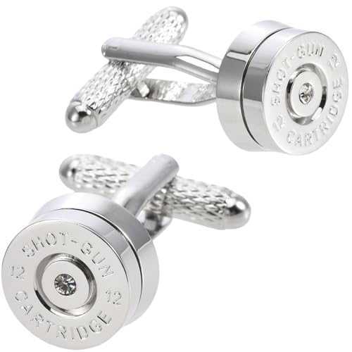 Silver Round Bullet-Back Cufflinks