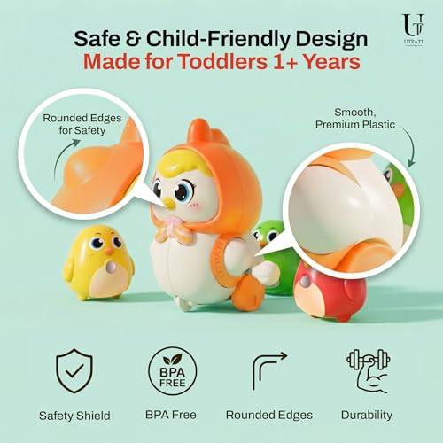 Image of Chicken Toys for Kids, Swinging Chain String Magnetic Hen with Chick Learning to Crawl Spring Toy, Crawling Wind-up Duck, Walking Chicken Cute Windup Toy for Boys Girls Toddler