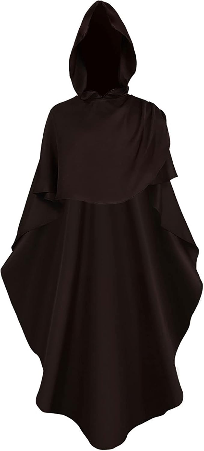 Unisex Hooded Cloak Cape Halloween Gothic Punk Style Hoodies Pullover Robe Vintage Loose Flowy Medieval Costume