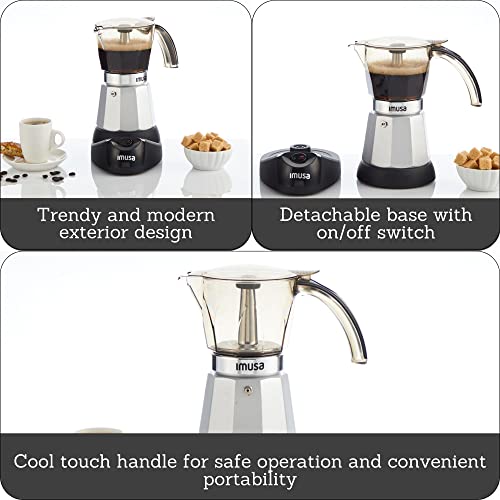 IMUSA 6 or 3cup Electric Espresso Maker, Silver by Imusa - Image 2