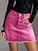 Sidefeel Womens Denim Skirt Casual Stretch High Waist Raw Hem Zip Fly Jean Skirt for Women Rose Red X-Large