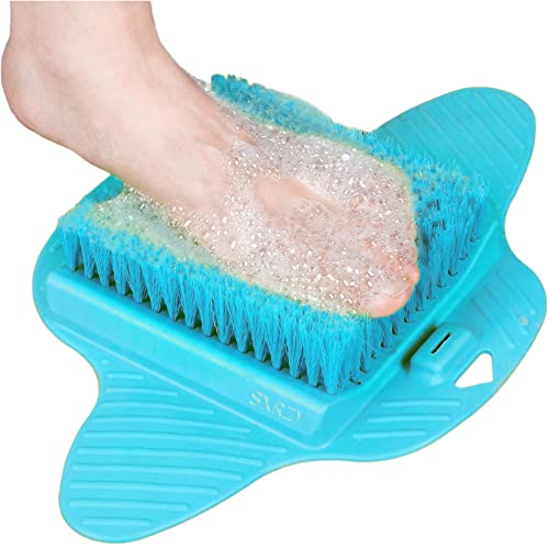 Limpiador de pies de ducha, limpiador de pies, lavadora de cepillo para masajes de spa, masajeador de pies de ducha, limpiador para limpieza exfoliante de pies (azul) Cover