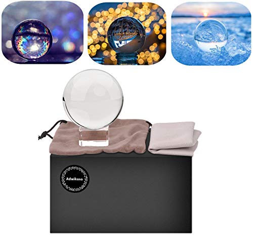 Adwikoso  Kristallkugel / Dekokugel für Fotografie, K9 Glas, mit Tasche und Ständer
