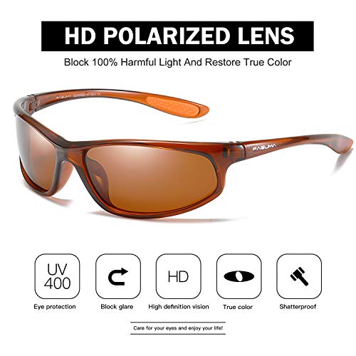 Image of FAGUMA Polarized Sports Sunglasses For Men Cycling Driving Fishing UV400 Protection, Brown, Standard