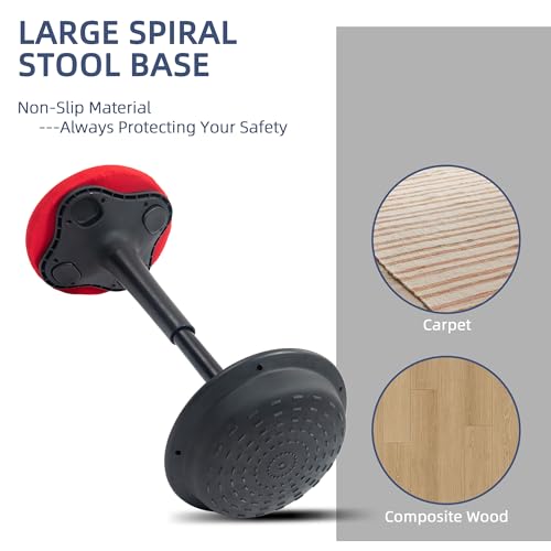 Image of HOMCOM Backless Wobble Stool Chair, Standing Desk Chair, Adjustable Active Ergonomic Learning Stool for Office Desks, with Rocking Motion, Padded, Red
