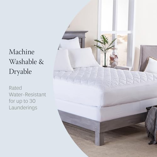 DOWNLITE Triple-Protection Mattress Pad – Comfortable Plush Down Alternative, Luxurious 400 Thread Count – Waterproof, Hypoallergenic & Stain Resistant – Machine Washable/Dryable – Queen Size