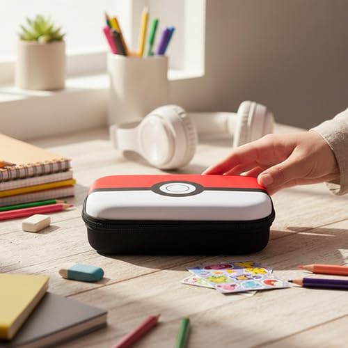 Image of Pokemon Poke Ball Pencil Case with Zipper for Kids