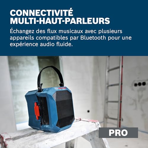 Enceinte Bluetooth Bosch GPB 18V-1 C – 11 W, Multi-Speaker Sound, Protection Batterie - vue 7