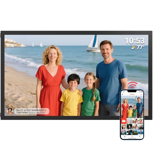 𝟔𝟒𝗚𝗕 FRAMEO Digital Photo Frame, 21.5-Inch Large WiFi Digital Picture Frame with 1920x1080 FHD IPS Touch Screen, USB/Micro SD Wall Mountable Auto-Rotate, Easy Share Photos/Videos from Anywhere