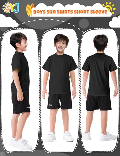 Image of Boys Rash Guard Short Sleeve Swim Shirt UPF+ 50 Rashguard for Toddler Teens Water Sun Shirts Swim Wear Quick Dry