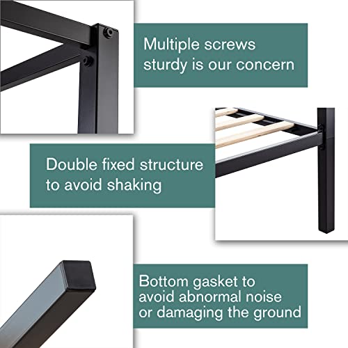 Imusee Black Metal Canopy Platform Bed Frame/Mattress Foundation With Wood Slats Support/No Box Spring Needed/Easy Assembly, Full #TOP2