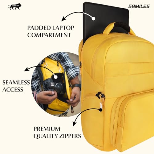Image of Camera Bag for DSLR & Mirrorless - Professional Travel Camera Backpack - Includes Anti-Theft Zipper, Laptop Compartment, Rain Cover, Shockproof Custom Dividers, Drone, Tripod Holder - Yellow