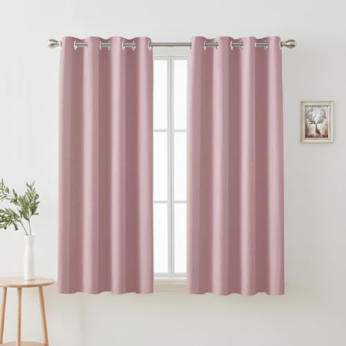 Image of Cloth Fusion 75% Blackout Window Curtains 5 Feet Long Set of 2, Room Darkening Parda with Stainless Steel Grommets for Home Decor (5x4 Feet, Pink)