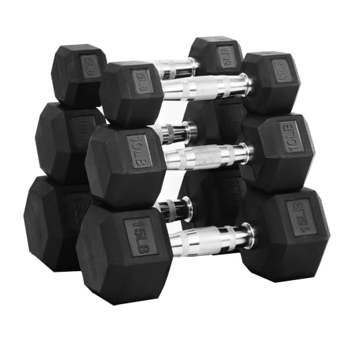 Hulkfit 60 lb Dumbbell Set Rubber Coated Hex Dumbbells Weights Dumbbells Set for Home Gym Training Hand Weights for Women & Men