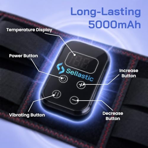 Image of SELLASTIC Wireless Heating Pad Belt for Back Pain and Period Cramp Relief Massager | Adjustable, Fits Sizes | 3 Heat and 6 Massage Modes | Lower Back, Lumbar, Abdomen, Waist Pain Relief | Gift for Women, Men, Parents