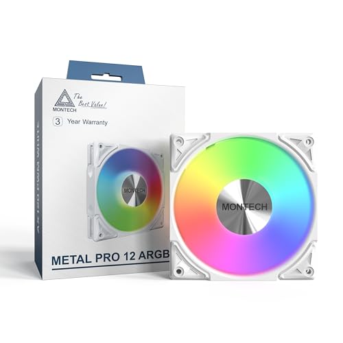 Image of MONTECH Metal PRO 12 ARGB 120mm PWM - High Static Pressure, Quiet RGB Fan with Fluid Dynamic Bearing - White