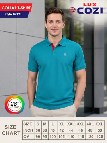 Image of Lux Cozi Men's Cotton Solid Polo Tshirt | Collar Tshirts | Half Sleeves | Stylish & Premium All Day Wear | Pack of 1